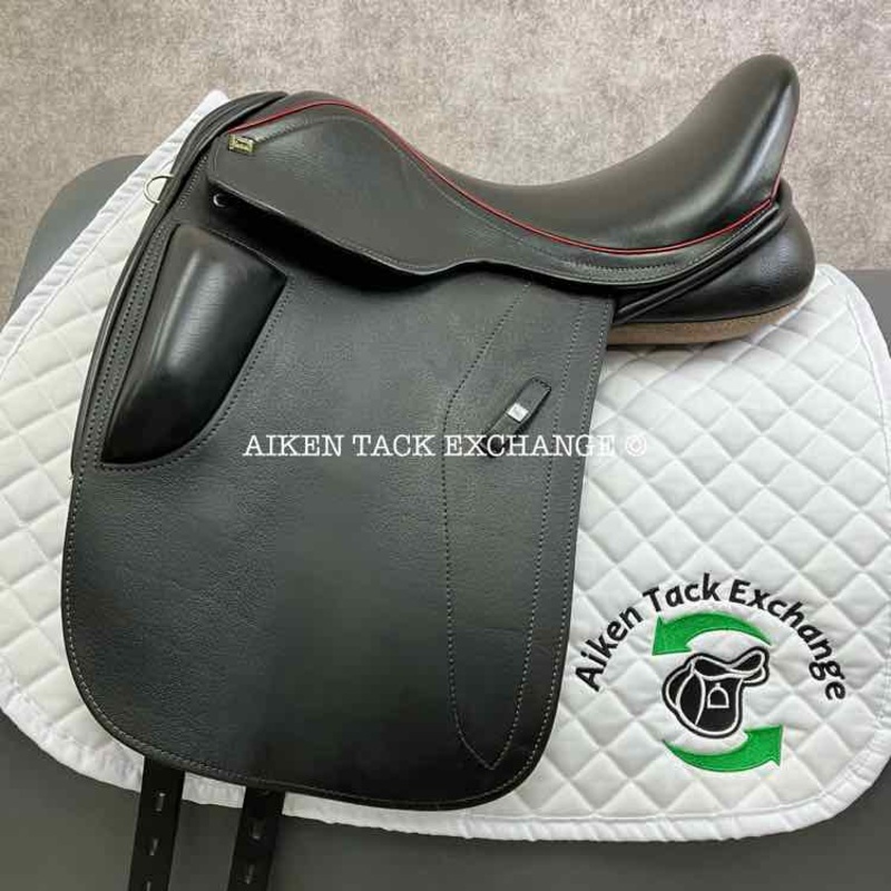 **SOLD** 2017 Black Country Dante Dressage Saddle, 17.5 Seat, Short Flap, Medium Wide Tree, Wool Flocked Serge Panels