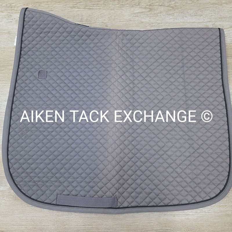 Dover Saddlery Dressage Saddle Pad, Grey with Black Piping